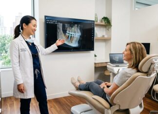 Rebuild Your Smile Naturally with Modern Dental Implant Solutions Dentist showing patient implant
