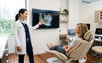 Rebuild Your Smile Naturally with Modern Dental Implant Solutions Dentist showing patient implant