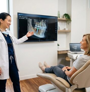 Rebuild Your Smile Naturally with Modern Dental Implant Solutions Dentist showing patient implant